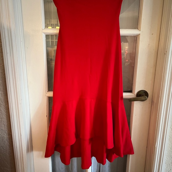 NWT SZ O/S Gorgeous Red Susana Monaco Flutter Midi dress. - Picture 6 of 8